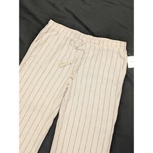NWT Ellen Tracy Linen Blend Pants Women XL Wide Leg Pull-On Striped Pants
